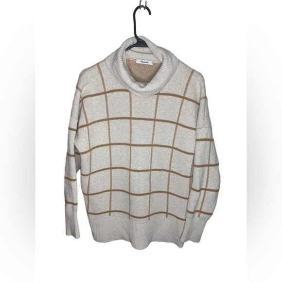 Madewell Window Pane Long Sleeve Turtle Neck Sweater Size Small - Picture 5 of 8